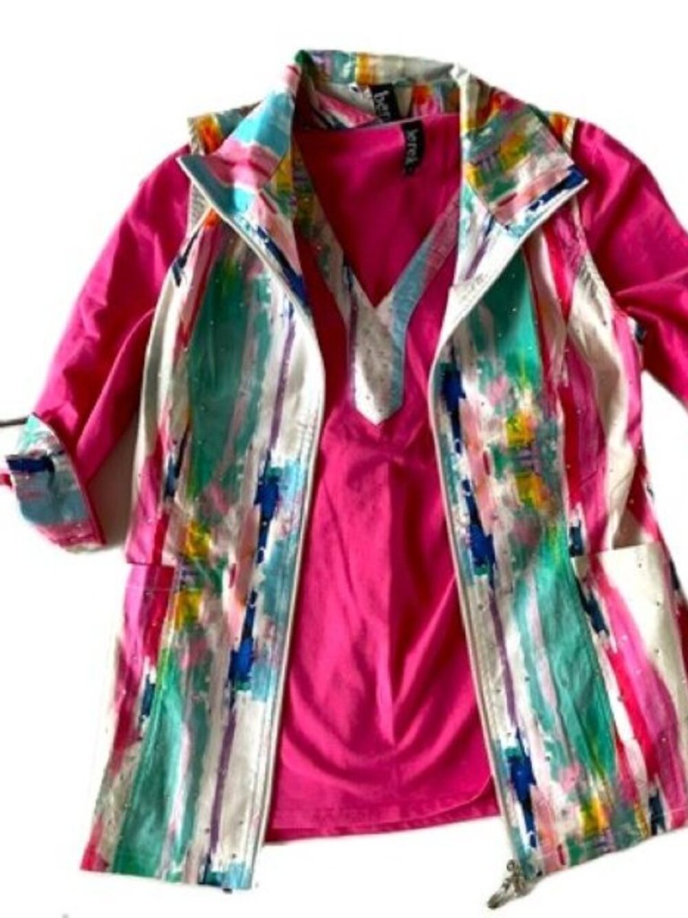 Berek Multi-Color Vest With Hot Pink Shirt  Set Size M